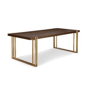 Walnut finished Brass Based Dining Table