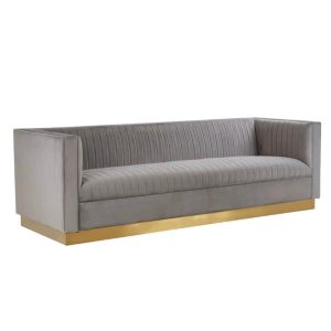 Soft Grey Velvet Sofa