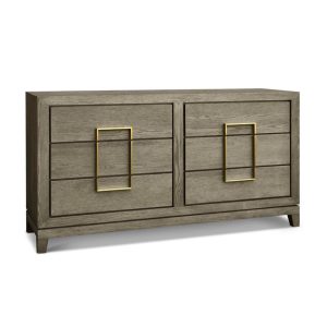 Textured Taupe Oak Veneered Chest Of Drawers