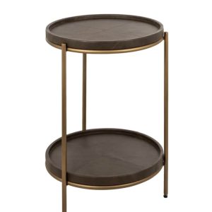 Luxe Brown Brass Side Table