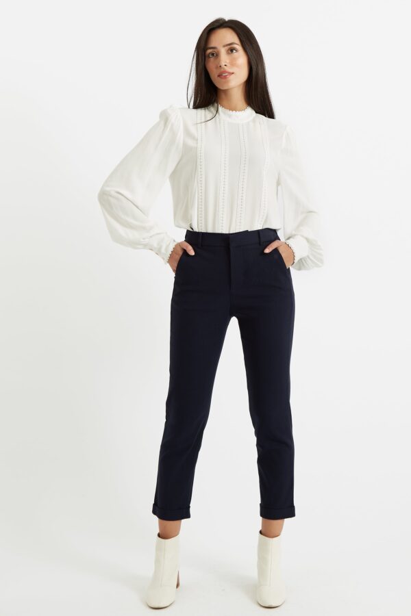 Louche Jaylo Slim Fit Cropped Trouser - Navy