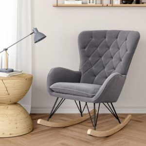 Velvet Upholstered Rocking Chair