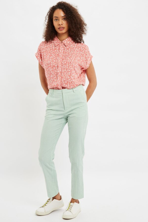 Louche Joele Summer Gingham  Slim Trouser In Mint