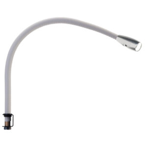Beadlight Jet Stream Over the Bedhead Light, clear anodised with off white leather