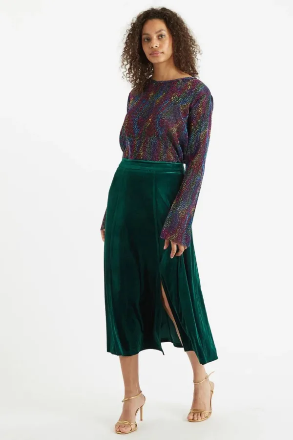 Louche Kiyo Velvet Midi Skirt