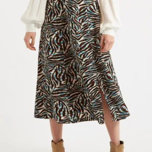 Kiyo Roar Print Midi Skirt