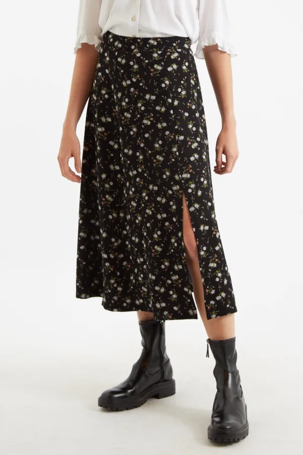 Kiyo Slavic Flowers Midi Skirt