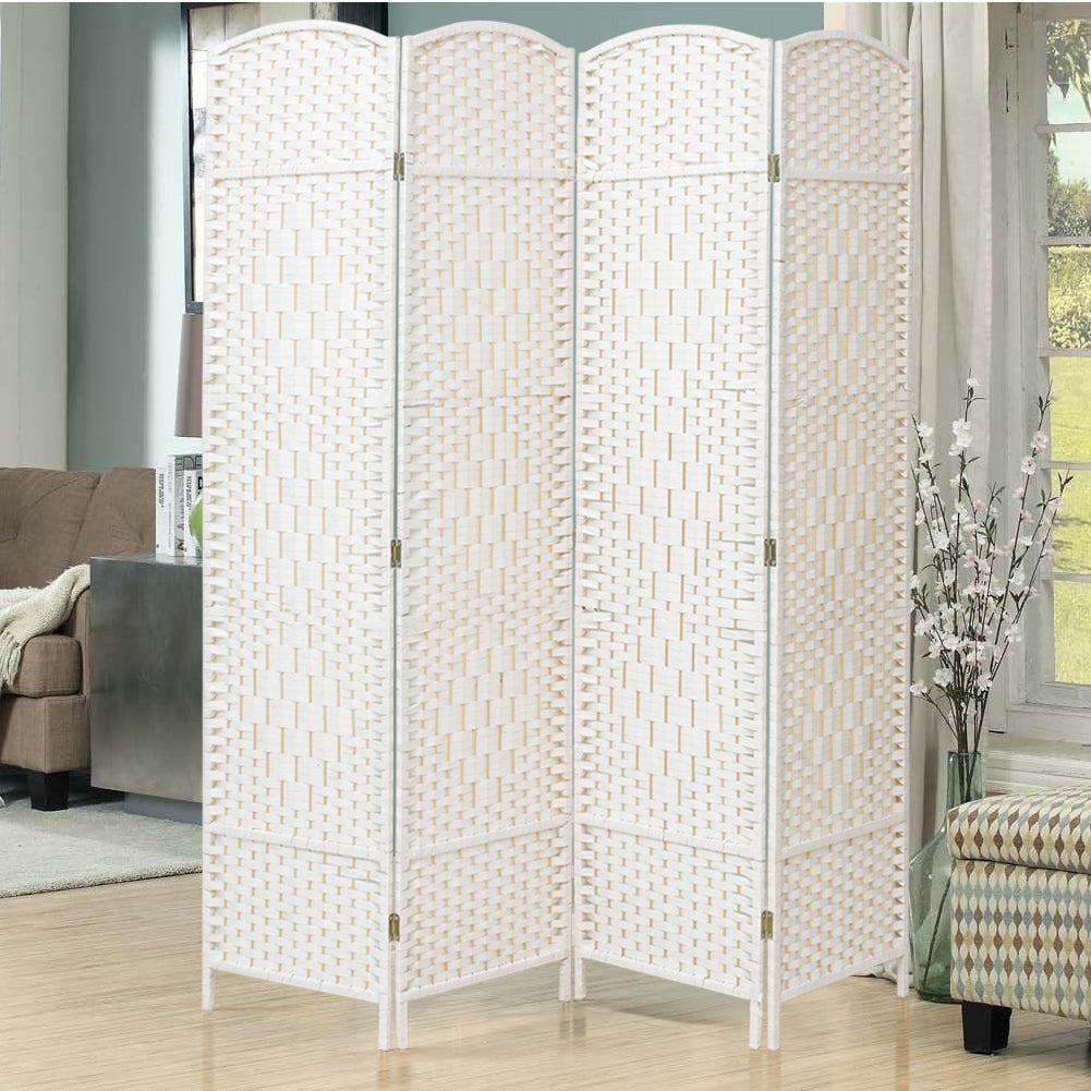 4/6 Panels White Foldable Rattan Woven Room Divider