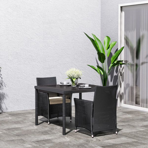 Black Dining Set with Square Table and Chairs