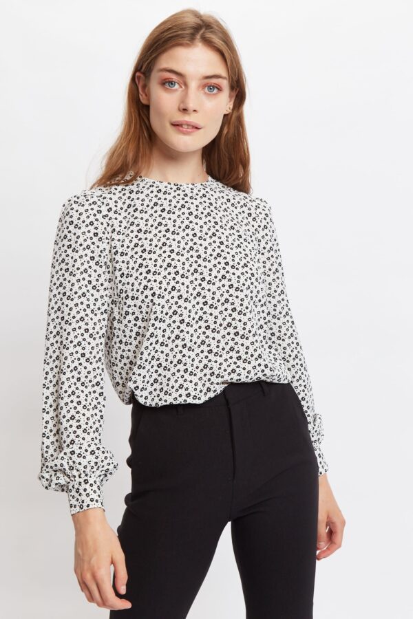 Lima Flower Spot Print Long Sleeve Blouse