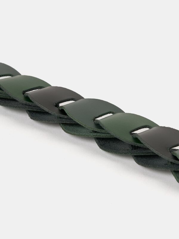 The Link Strap - Racing Green Tri-Colour & Nickel Hardware - Image 3