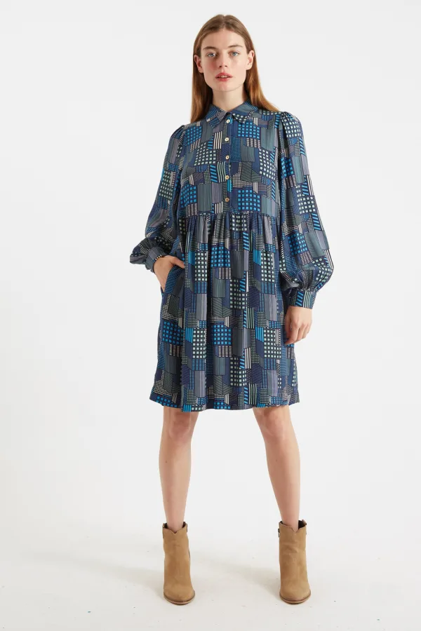 Melly Geo City Print Mini Shirt Dress