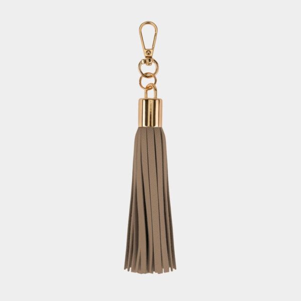 Women's Luxe Mocha Vegan Leather Tassel Keyring