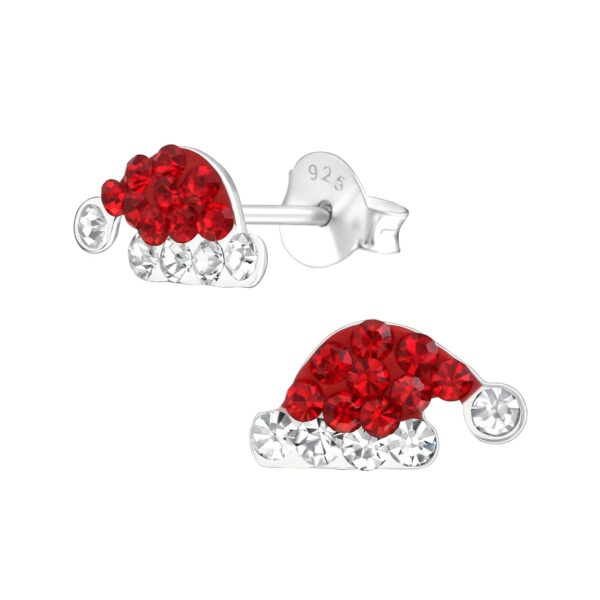 Santa Hat Earrings | Metal: Sterling Silver