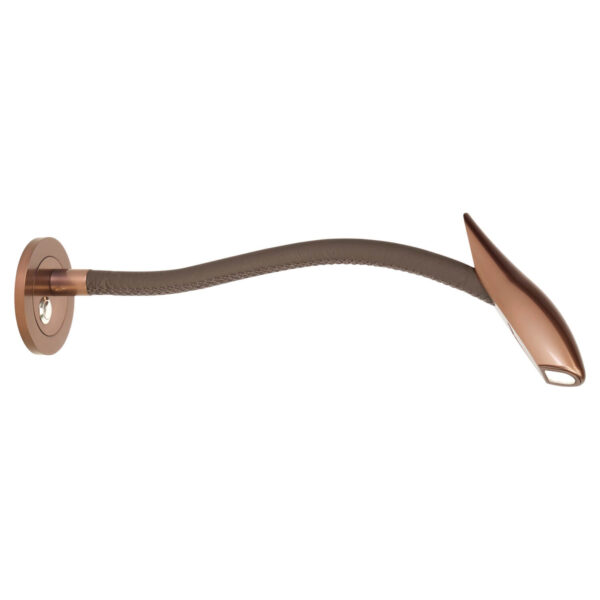 Beadlight Maestro Escutcheon Light, anodised bronze with mushroom leather