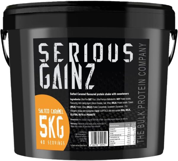 5kg Mass Gainer Protein Powder Salted Caramel - Serious Gainz - The Bulk Protein Company