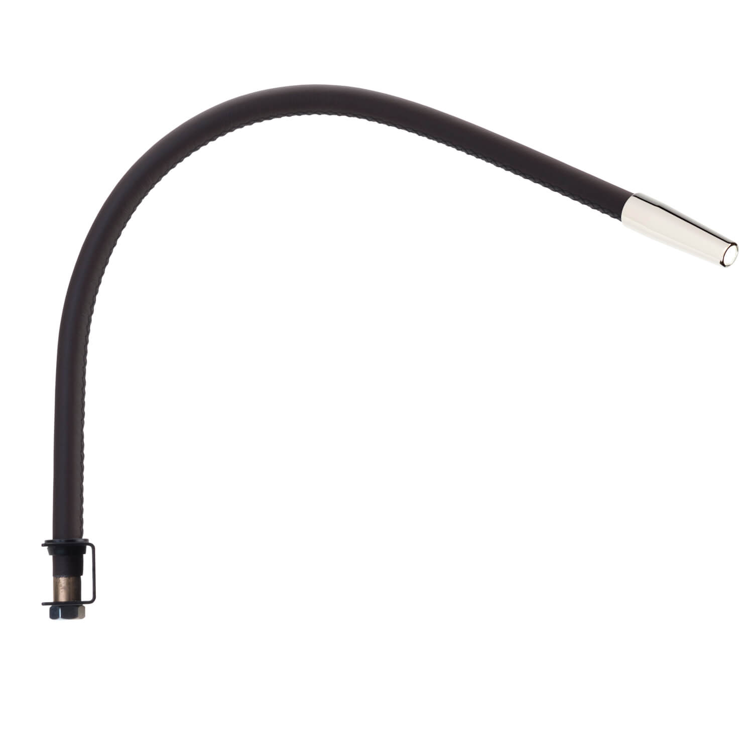 Beadlight Nimbus Over the Bedhead Light, polished nickel with chocolate brown leather