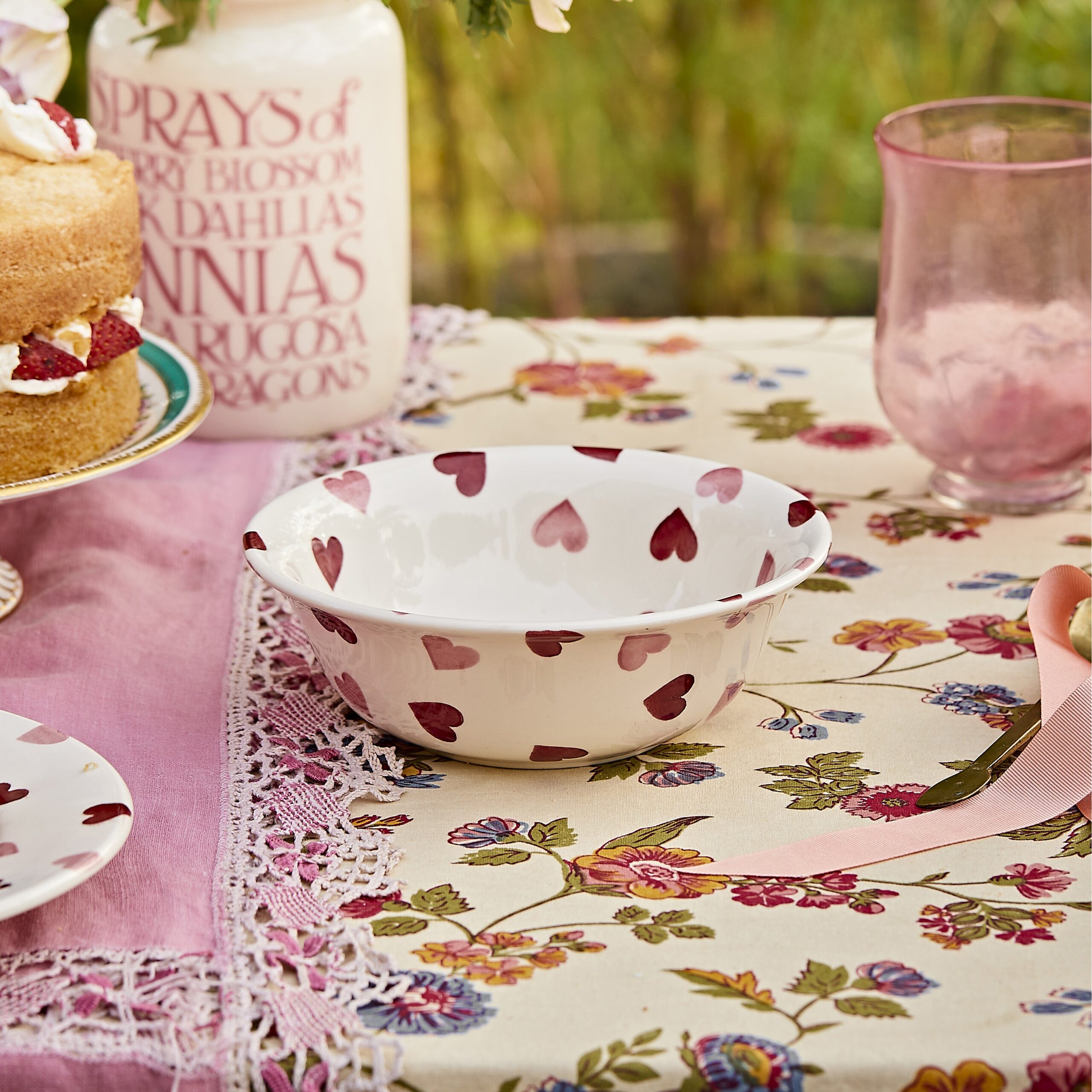 Emma Bridgewater | Seconds Pink Hearts Cereal Bowl - Unique Handmade & Handpainted English Earthenware Decorative Plates - Image 2