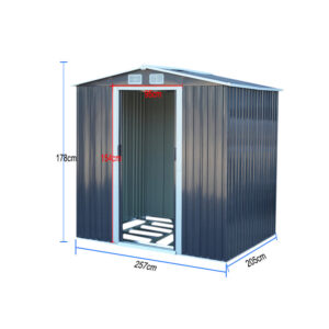 Black Steel Garden Storage Shed with Gabled Roof Top