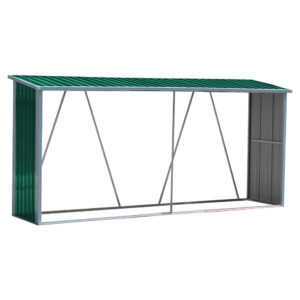 335CM Wide Zinc Steel Garden Storage Shed for Firewood Log and Tools