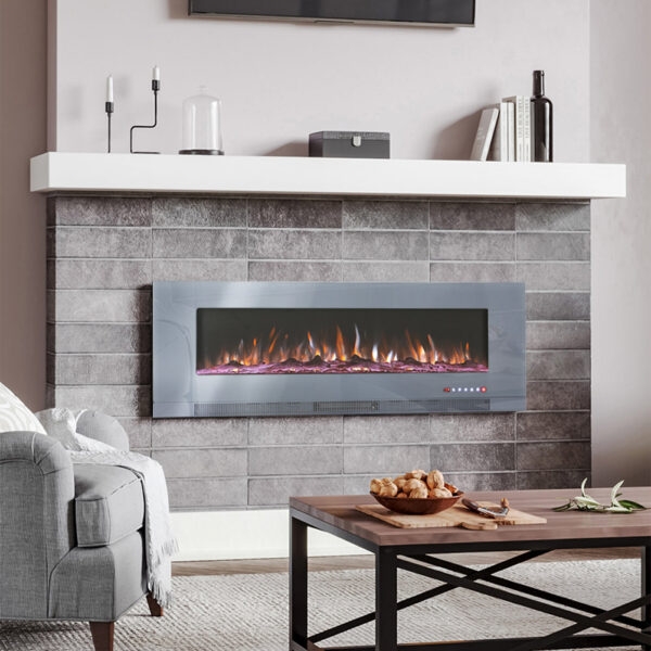 50/60/72 Inch Best Modern LED Electric Fireplace Inserts with Colour and Brightness Setting Wall Mounted