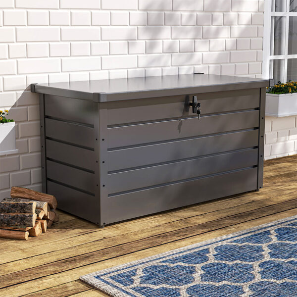 350L Durable Waterproof Metal Lockable Garden Storage Box Patio Box