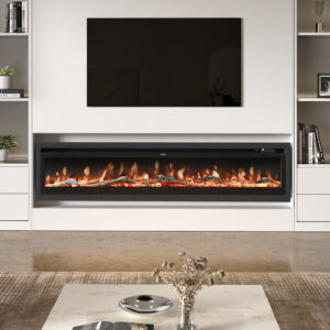 70/80 Inch Best Modern LED Electric Fireplace Heater Inserts with Tempered Glass & Remote and 9 Flame Colours