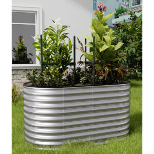 80CM Height Silver Galvanized Steel Raised Garden Bed