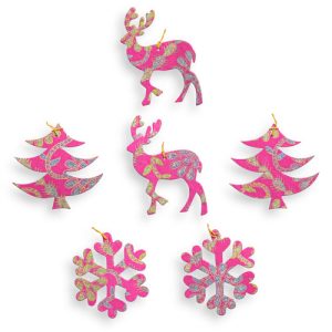 Paper Christmas Tree Decorations - Pink - Funky Chunky Furniture