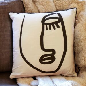 Closed Eye Face Print Cushion
