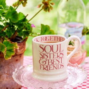 Emma Bridgewater Seconds Pink Toast Soul Sisters 1/2 Pint Mug - Unique Handmade & Handpainted English Earthenware Tea/Coffee Mug