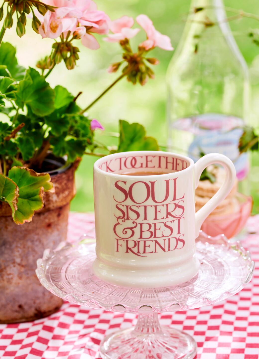 Emma Bridgewater  Seconds Pink Toast Soul Sisters 1/2 Pint Mug - Unique Handmade & Handpainted English Earthenware Tea/Coffee Mug
