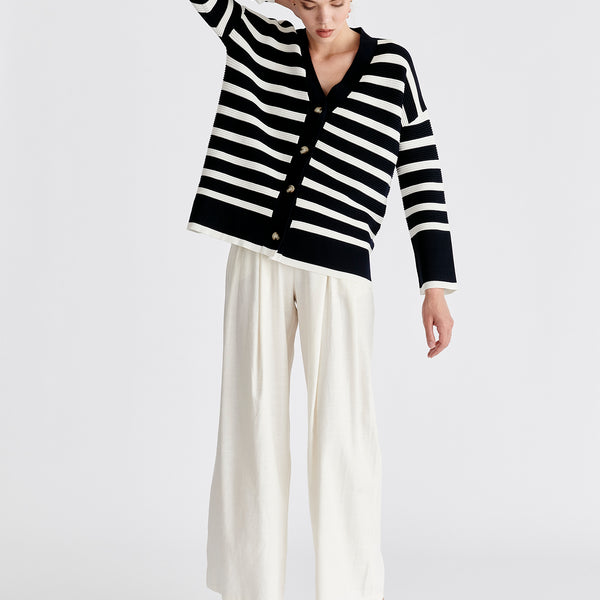 Paisie striped ribbed cardigan