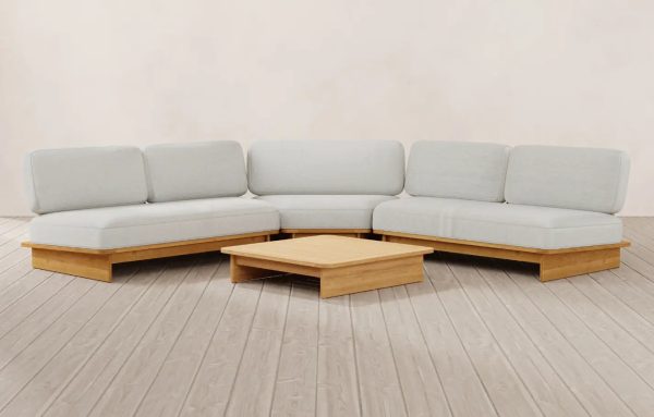 Reva 5 Seater Corner Outdoor Teak Sofa Set with Table