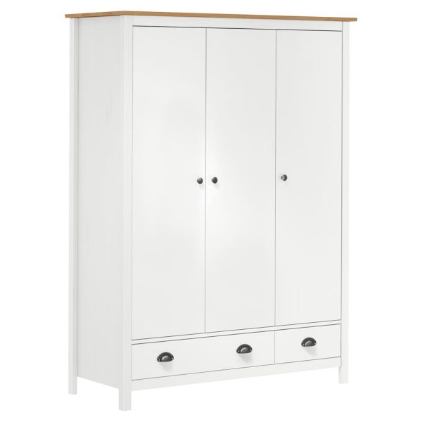 Mafett 3-Door Wardrobe Hill Range White 127x50x170 cm Solid Pine Wood