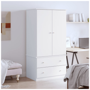 Inova White Solid Wood Pine Wardrobe – Elegant and Timeless Design