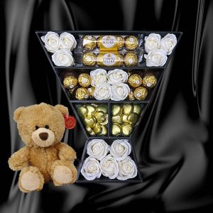 Mafett Ferrero Rocher Signature Chocolate Bouquet With Ivory Roses