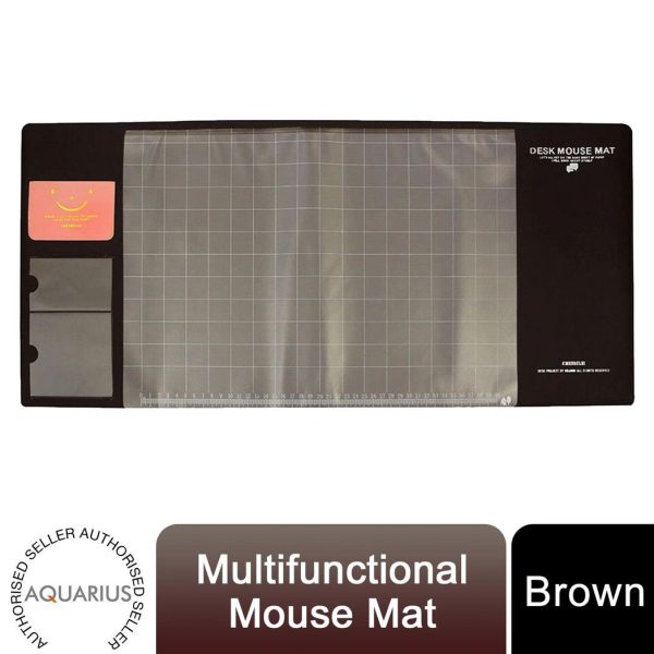 AQ Multifunctional & Eco-friendly Office Desk Mouse Mat PVC+DS Material, Brown
