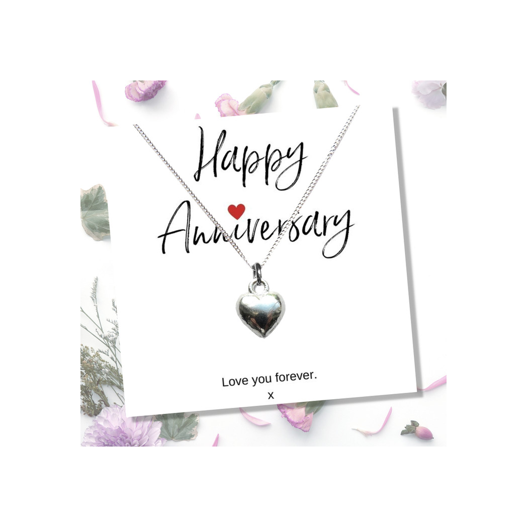 Mafett Heart Necklace &  Anniversary Message Card