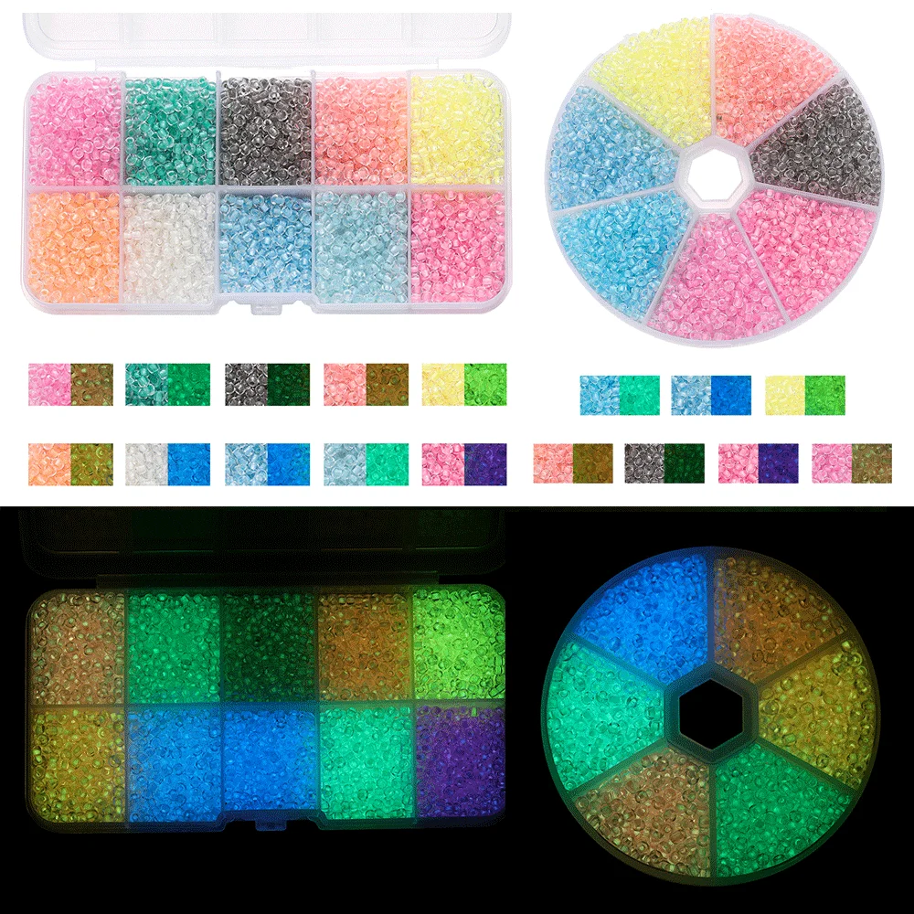 1Box 3mm Charm Glass Seed Beads Glow In The Dark Spacer Beads for DIY Bracelet Necklace Earrings Jewelry Making Kit Accessories