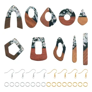 Geometry Black Resin Wood Pendant Butterfly Sequined Spliced Multi-shaped Vintage Charms DIY Jewelry Earrings Making Accessories