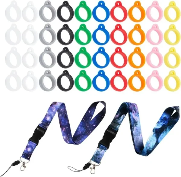 2PCS 2 Colors Anti-Lost Neck Silicone Ring Neck Lanyards Pendant Holder Safety Neck Strap Multipurpose Adjustable making kit