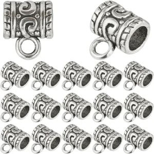 160pcs Bail Bead With Charm Hanger Bail Spacer Beads Antique Silver Alloy Hanger Loop Loose European Beading making kit