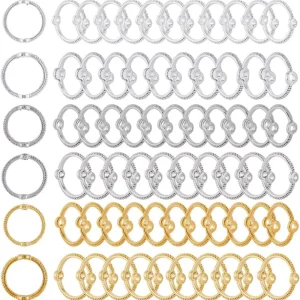 1 Box 240Pcs 6 Styles Round Bead Frame Circle Beads Frame Hollow Colorful Alloy Ring Double Hole Spacer Loose making kit