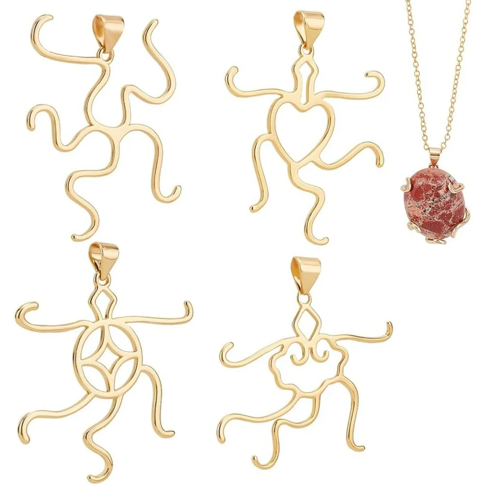 4pcs 18K Gold Claw Prong Pendant Setting Blank Gold Pendant Tray Base Brass Adjustable Pendant Blank Irregular making kit