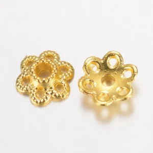 100pcs Alloy Fancy Bead Caps Hollow 6-Petal Flower Metal Loose Spacer Bead For Jewelry Making End Caps DIY Necklace Bracelet