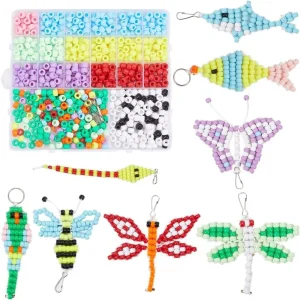 1 Box DIY 8 Sets Animal Pony Beads Kit Pony Beads 8mm Pets Keychain Making Kit Opaque Pony Craft making kit