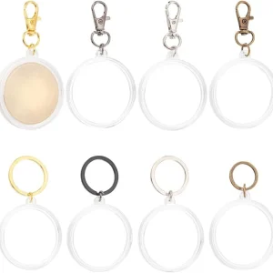 8 Pcs Keychain Coin Capsule Holder Coin Holder Capsule Key Ring 40mm Acrylic Coin Container with Alloy Findings Clear making kit