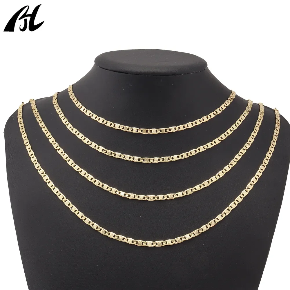 14K oro laminado cadena necklace gold plate figaro chain rope twist chain hip hop cuban chain for women men