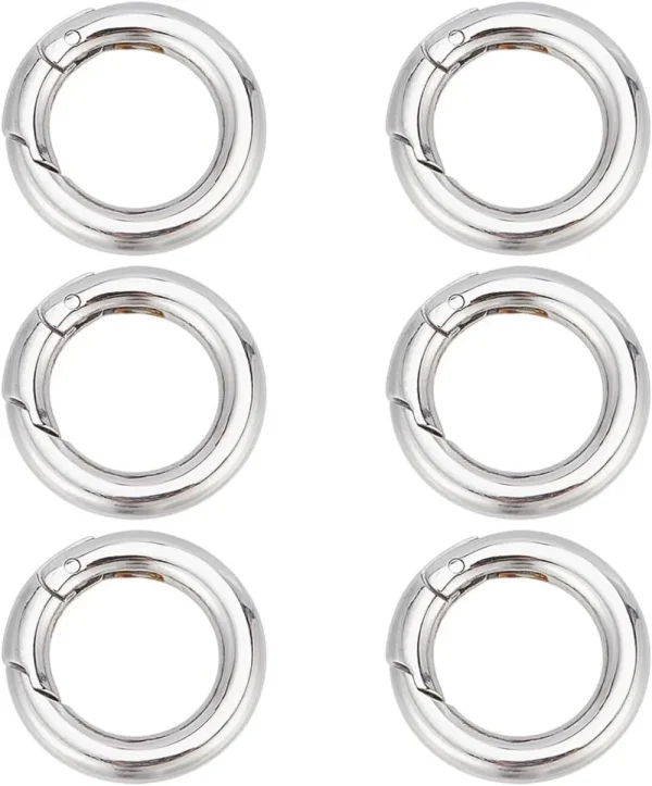 6 Pcs 304 Stainless Steel Spring Gate Rings 9 Gauge Trigger Spring O Rings Round Carabiner Clip Snap Spring Round making kit